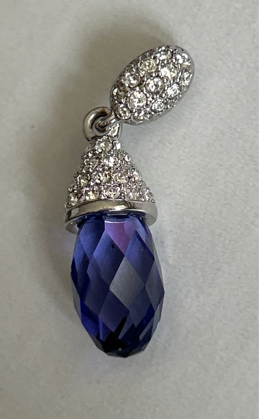 Pendant with Blue/Purple Gemstone and Rhinestones - photo 4