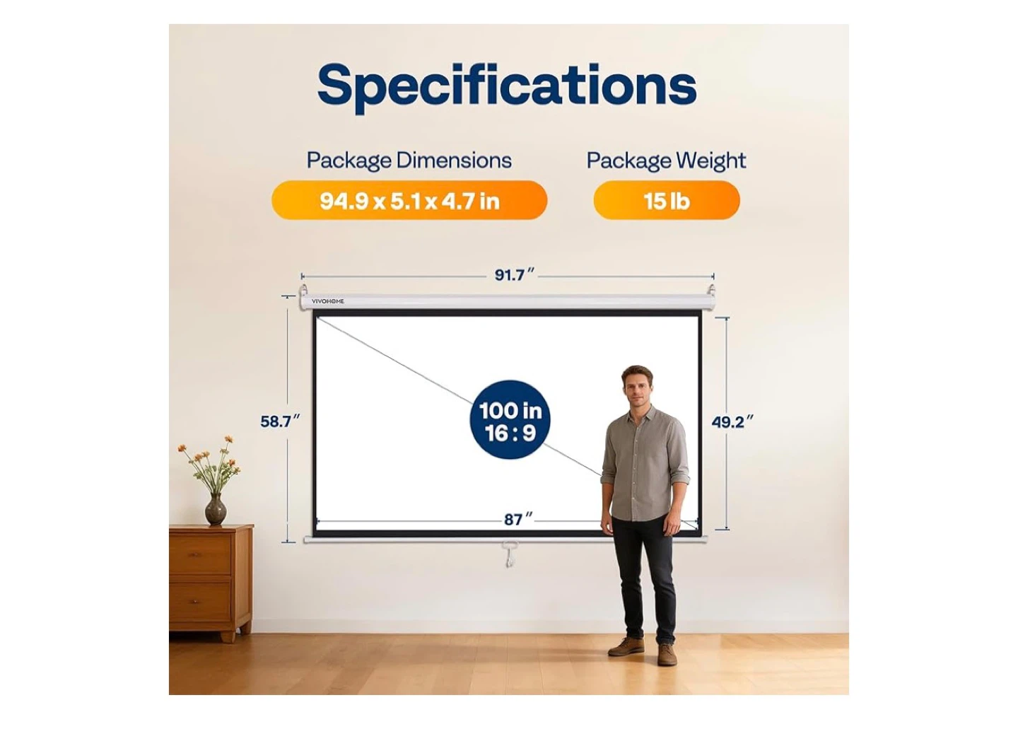 *BRAND NEW* VIVO 100" 16:9 Manual Projector Screen