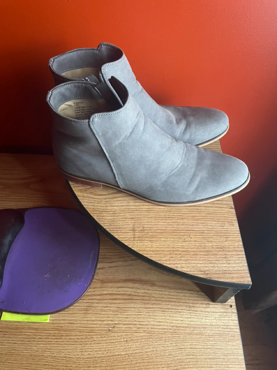 Grey Suede Ankle Boots with Zipper & Tan Suede Chelsea Boots