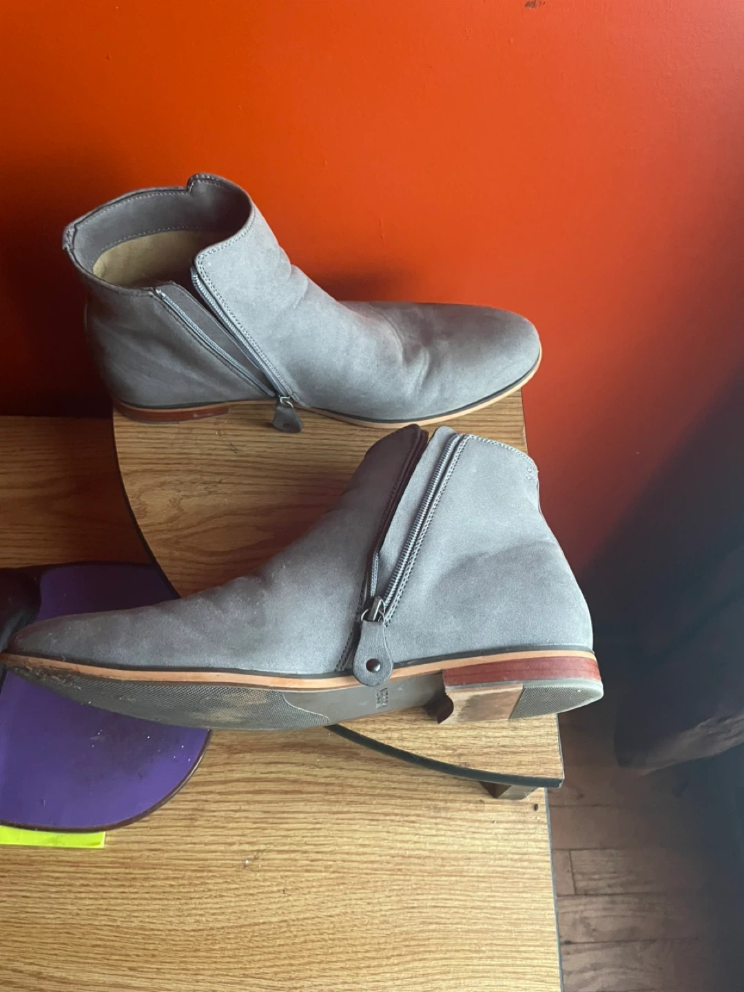 Grey Suede Ankle Boots with Zipper & Tan Suede Chelsea Boots - photo 2