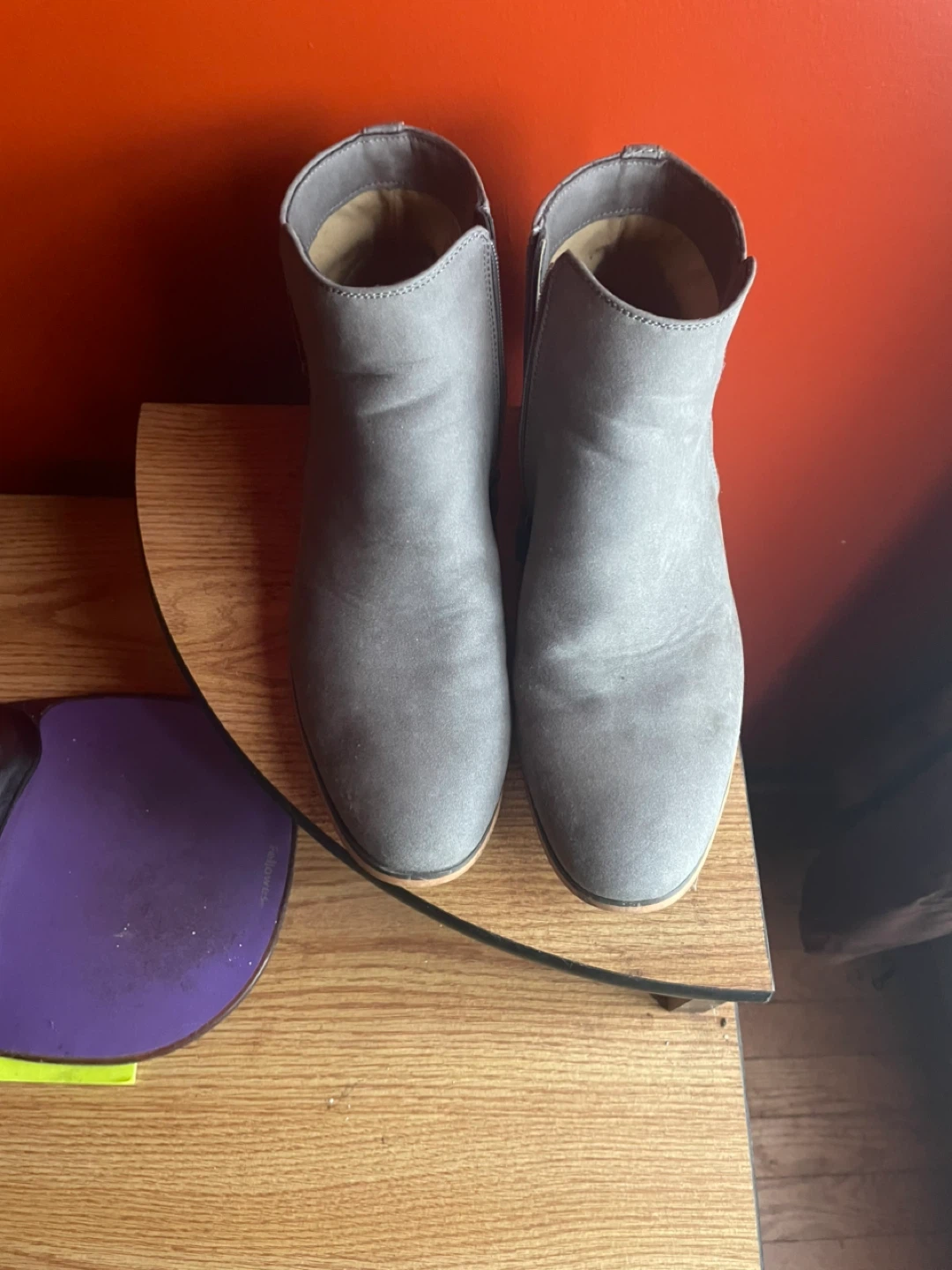 Grey Suede Ankle Boots with Zipper & Tan Suede Chelsea Boots - photo 3