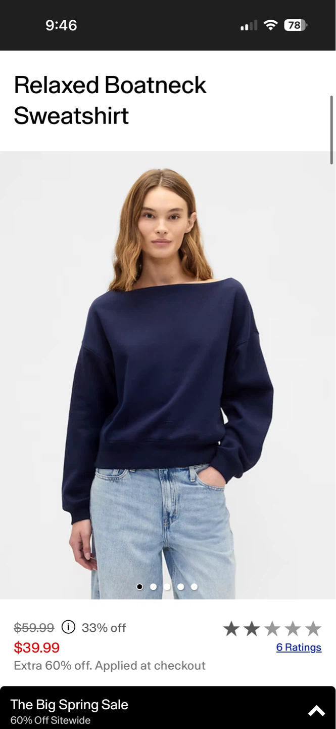 Navy Relaxed Boatneck Sweatshirt - photo 3