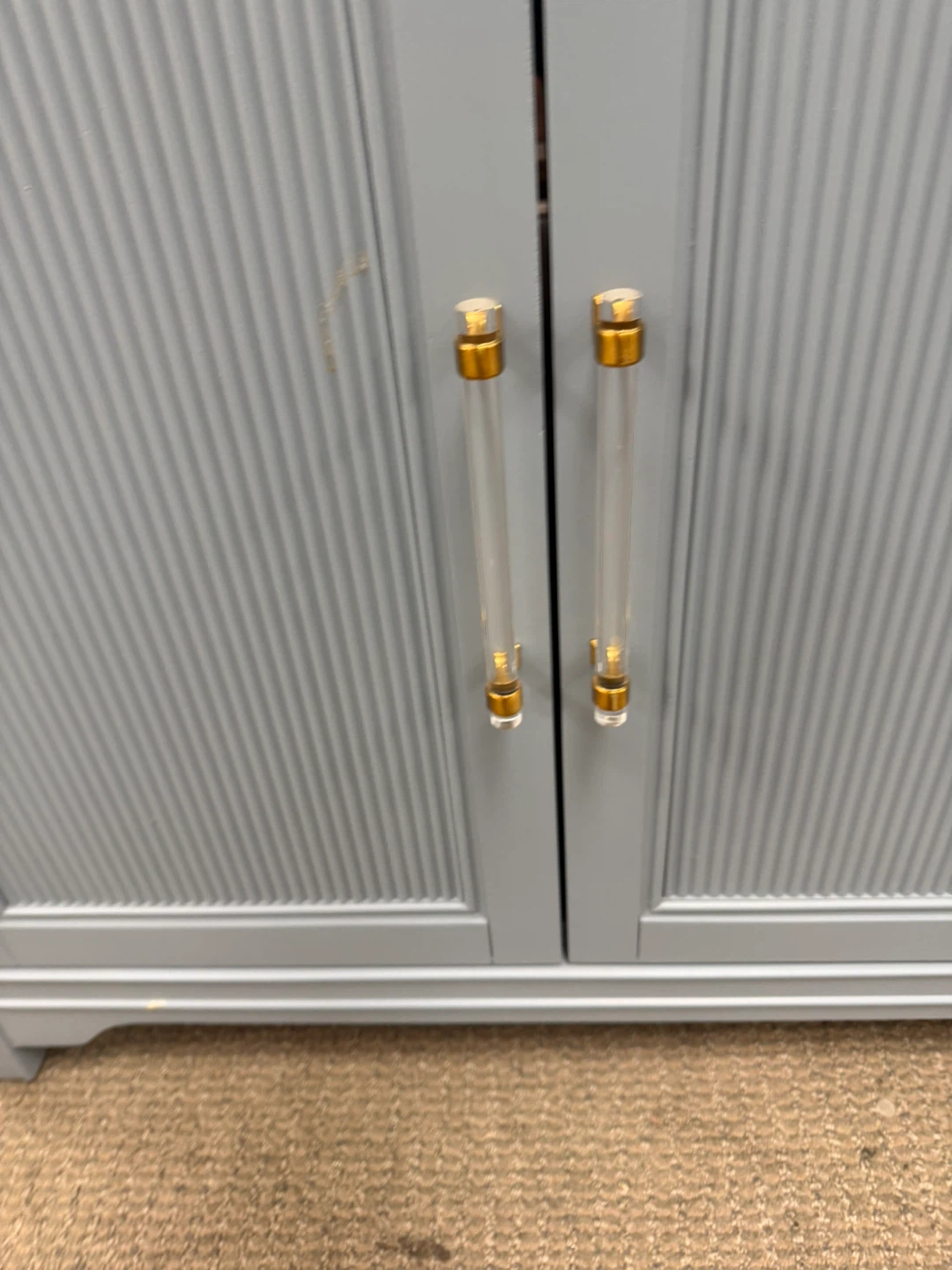 Light Blue 4-Door Cabinet with Clear and Gold Handles - photo 4