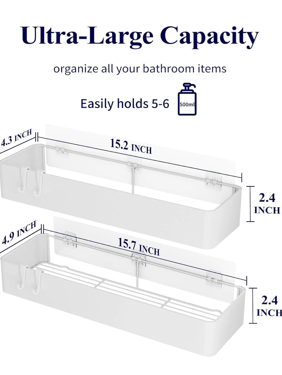 Shower caddy - White Bathroom Shelf Set - 2 Pack - photo 2