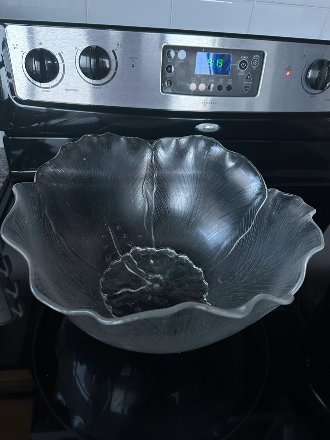 Clear Glass Flower Serving Bowl - photo 2