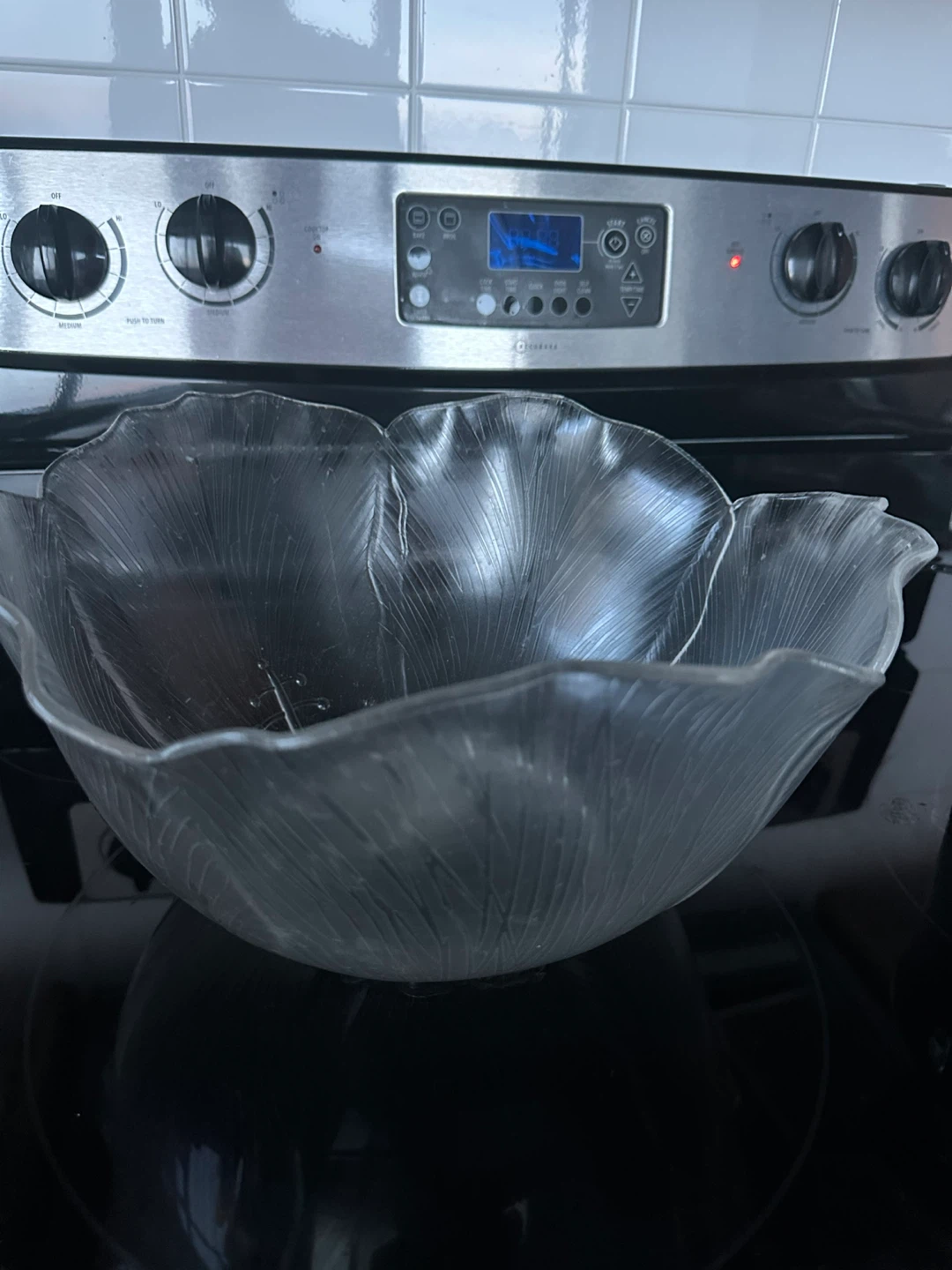 Clear Glass Flower Serving Bowl - photo 4