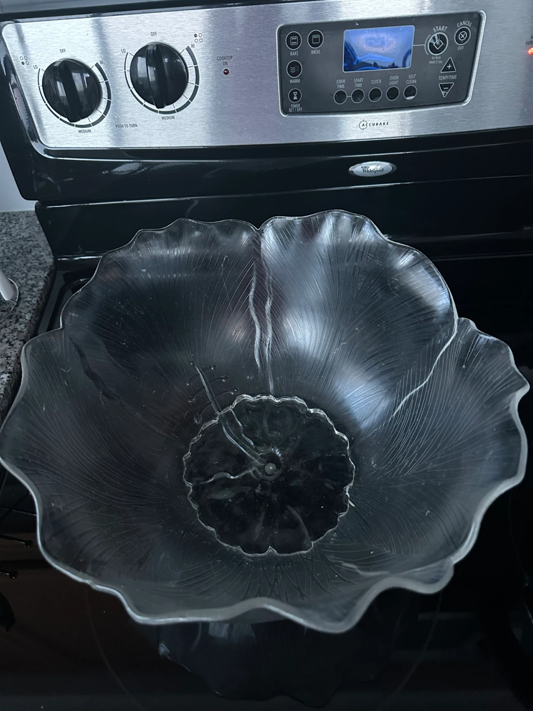 Clear Glass Flower Serving Bowl - photo 3