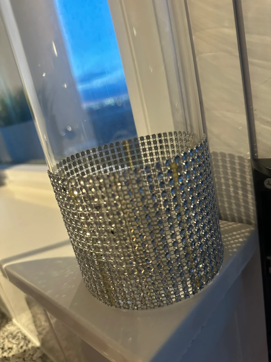 Glass cylinder vase with rhinestone band - photo 3