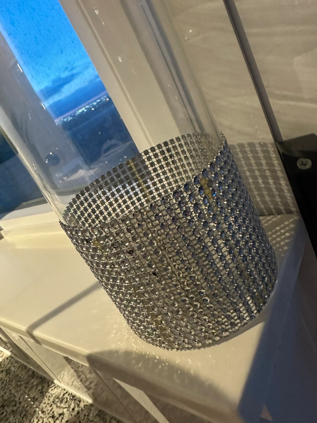Glass cylinder vase with rhinestone band - photo 5
