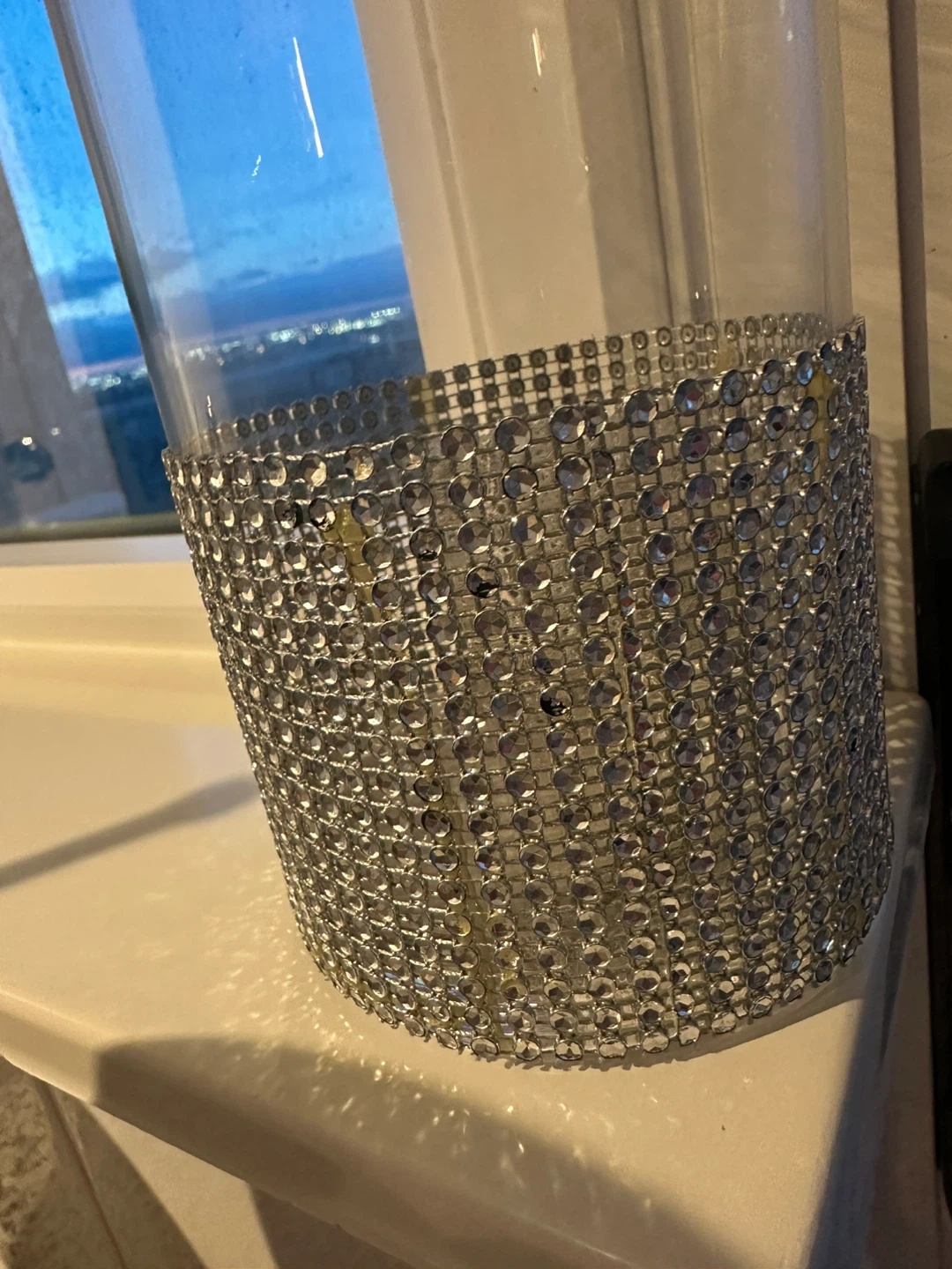 Glass cylinder vase with rhinestone band - photo 4