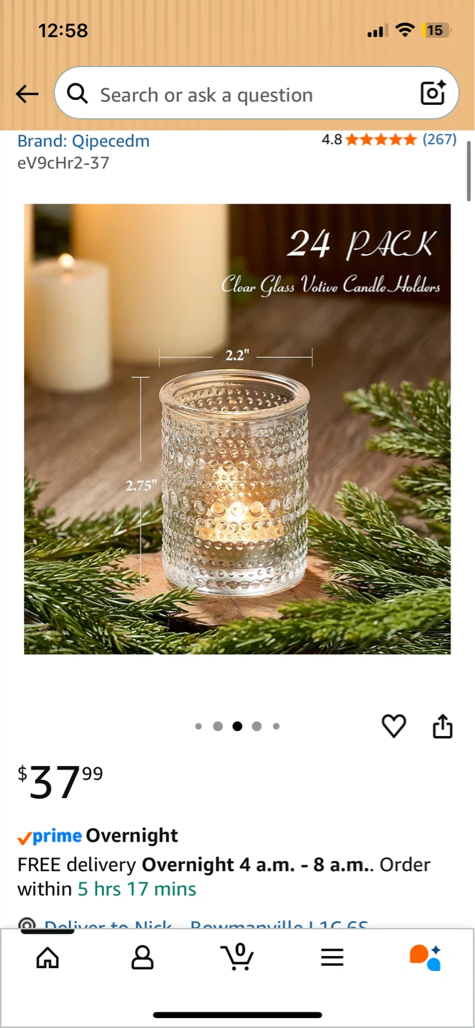 NEW! 24 Pack Gorgeous Glass Votive Candle Holders