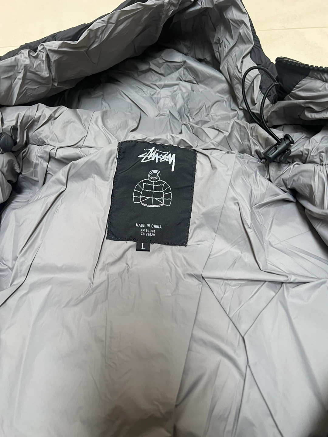 Stüssy Puffer Jacket - Black - Size L - photo 3