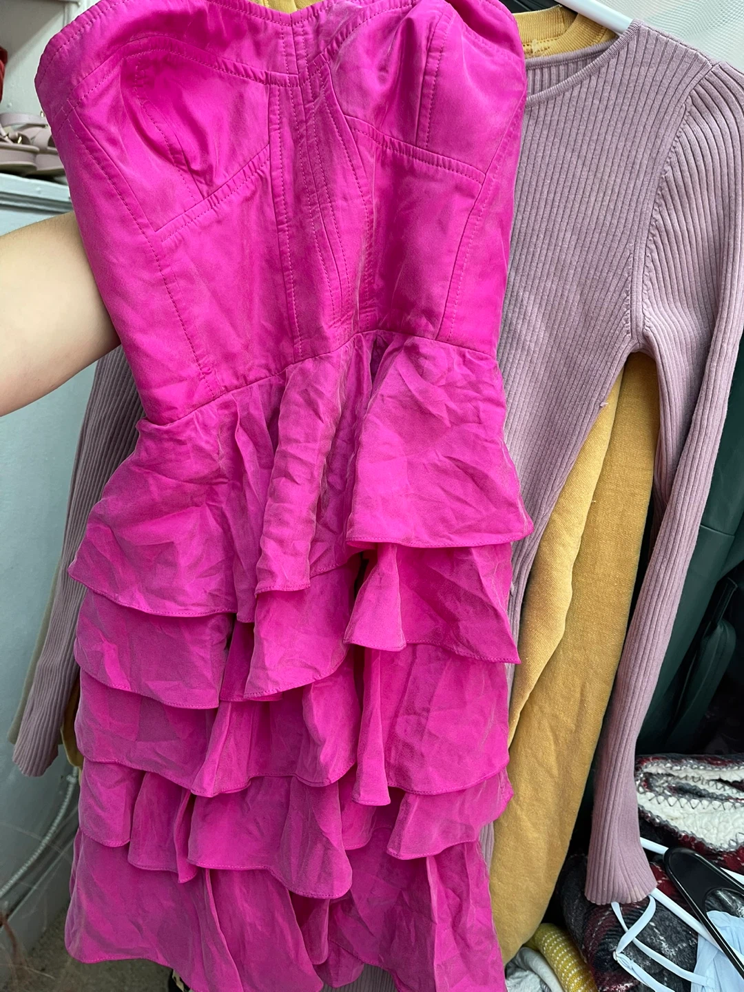 Rebecca Taylor Fuschia Ruffle Strapless Dress