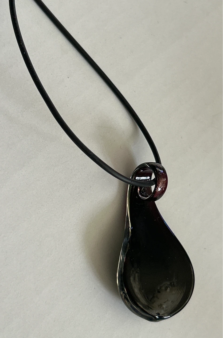 Teardrop Pendant Glass Necklace with Green Glass Accent - photo 3