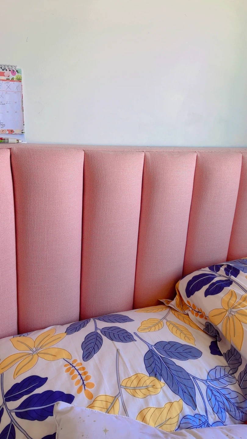Pink Channel Tufted Upholstered Bed Frame - photo 3
