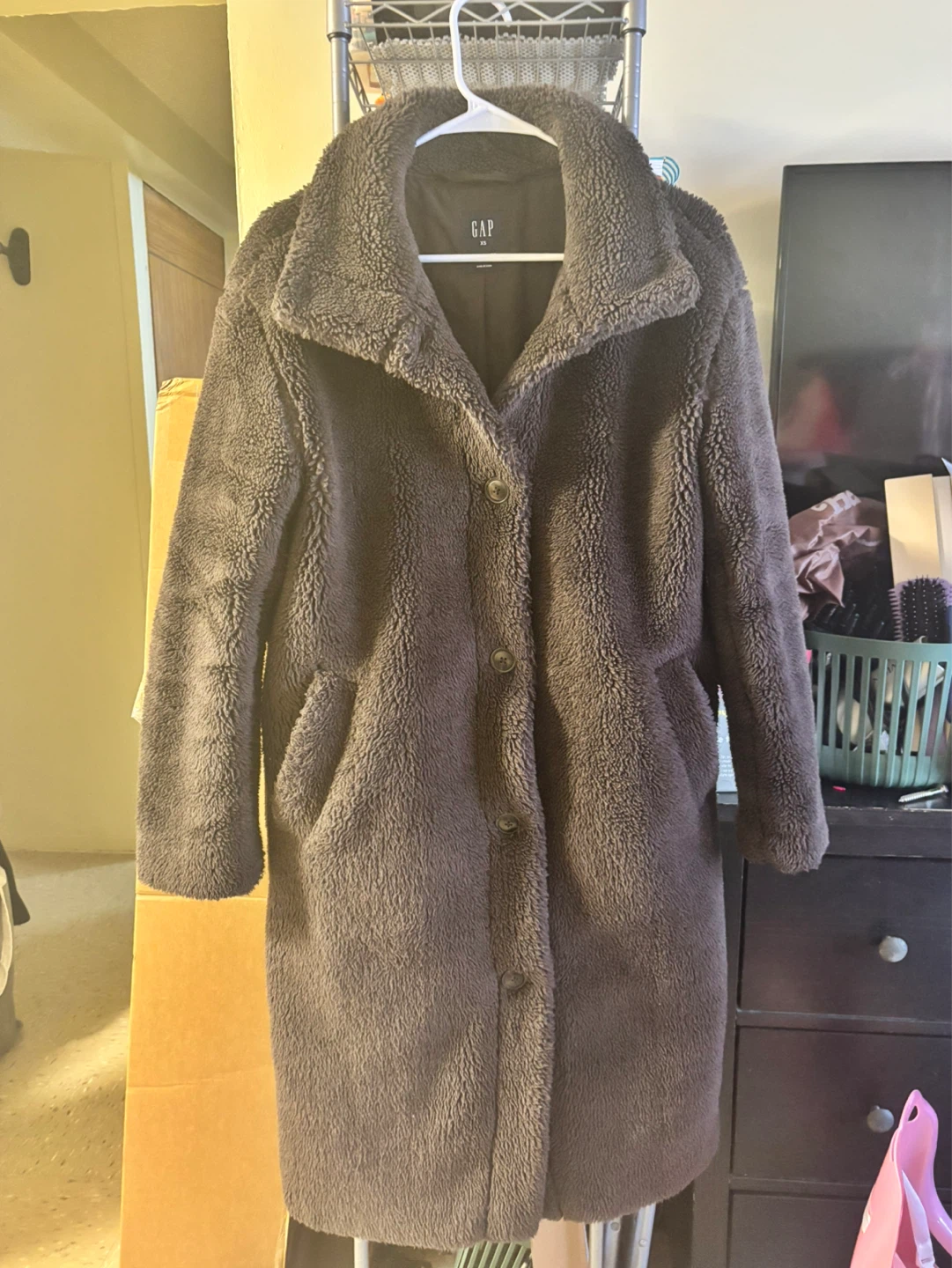 GAP Teddy Coat - Dark Brown - Size XS