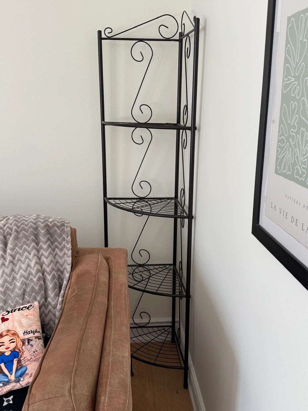 Black Metal Corner Shelf Unit
