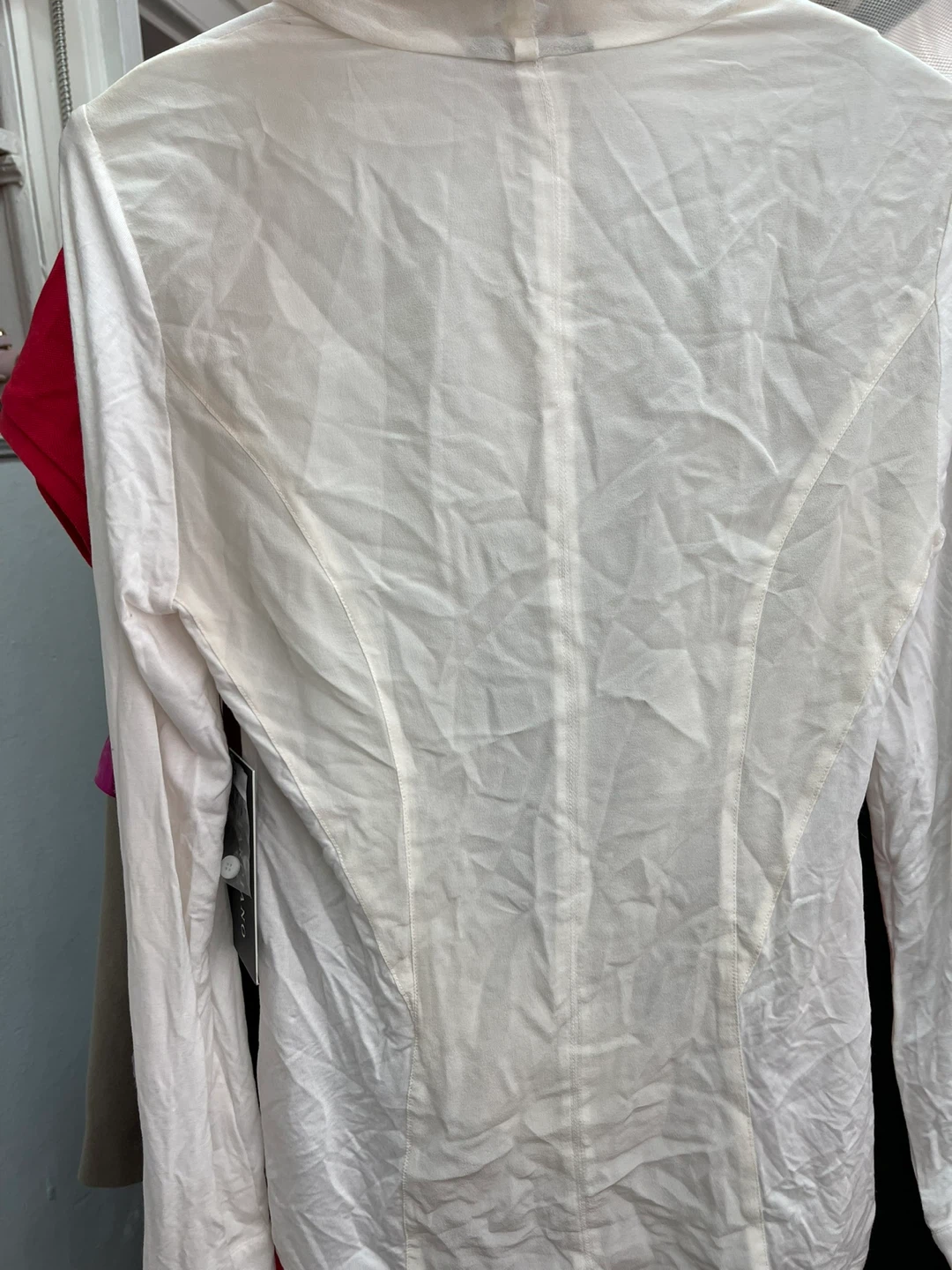 White Long-Sleeve Draped Cardigan - 100% silk - photo 2