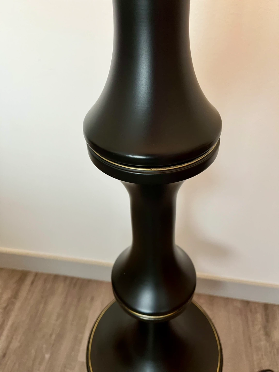 Black Floor Lamp with Neutral Linen Shade - photo 2