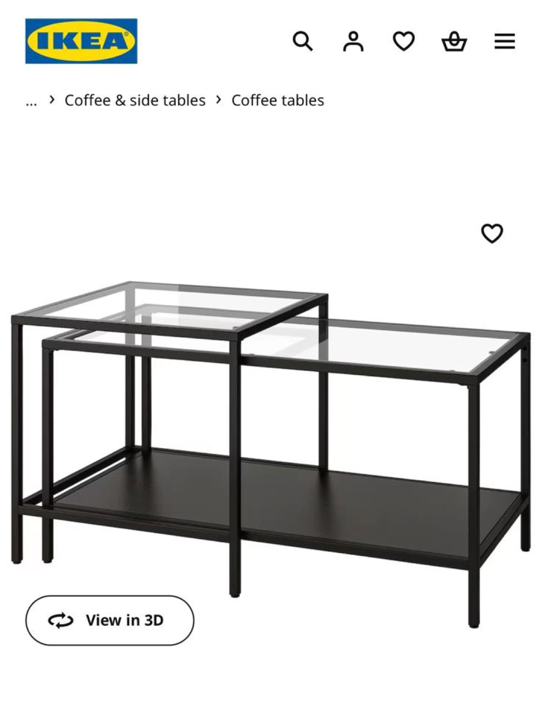 IKEA Coffee Table - Black Metal and Glass - photo 4
