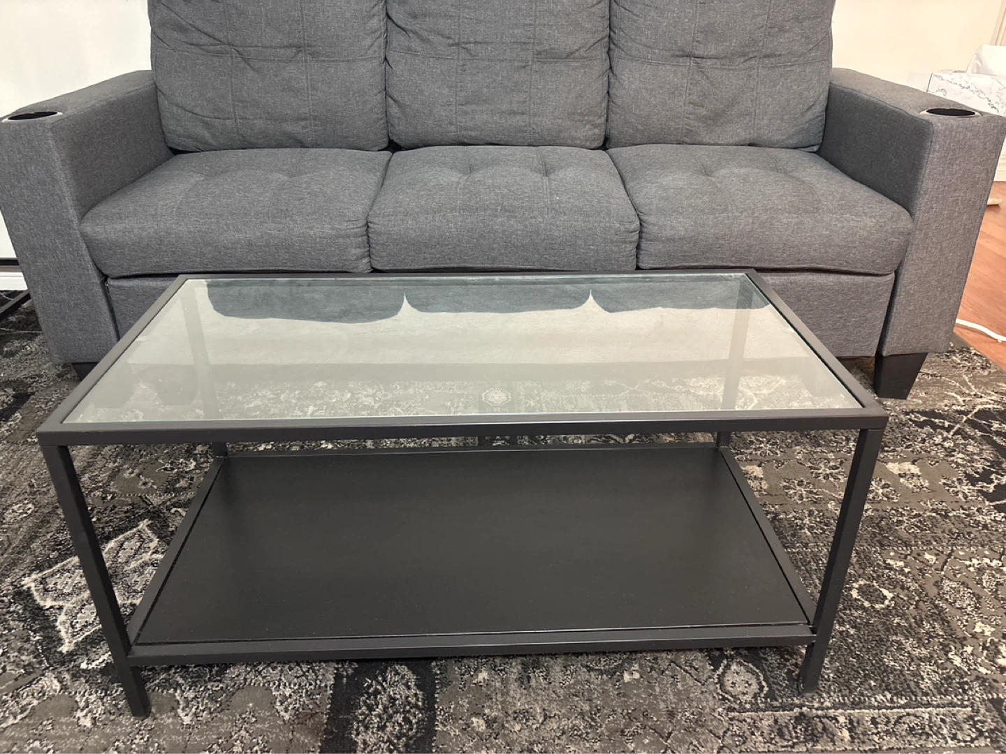 IKEA Coffee Table - Black Metal and Glass