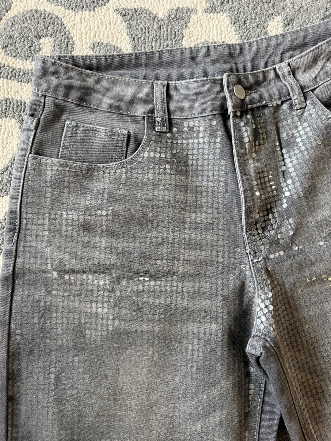 SHEIN Grey Sequin Wide Leg Jeans Size 30 - photo 3