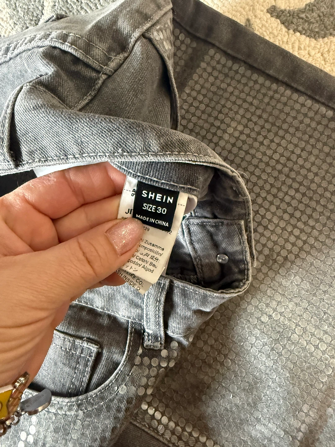 SHEIN Grey Sequin Wide Leg Jeans Size 30 - photo 4