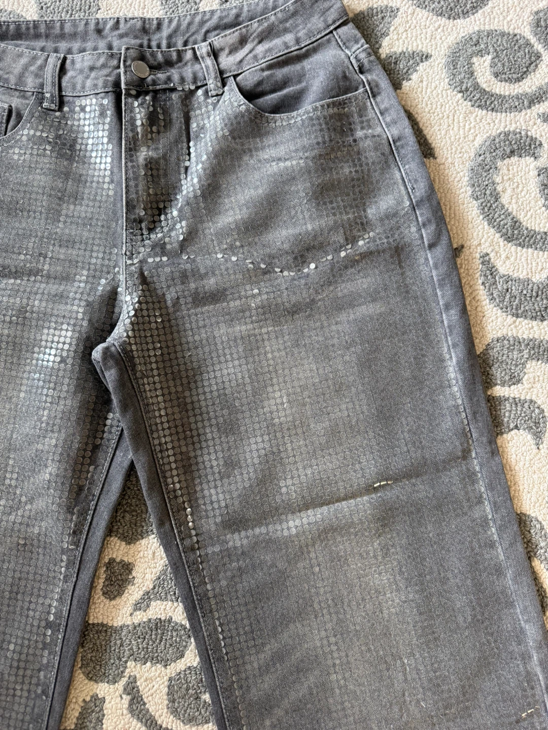 SHEIN Grey Sequin Wide Leg Jeans Size 30 - photo 2