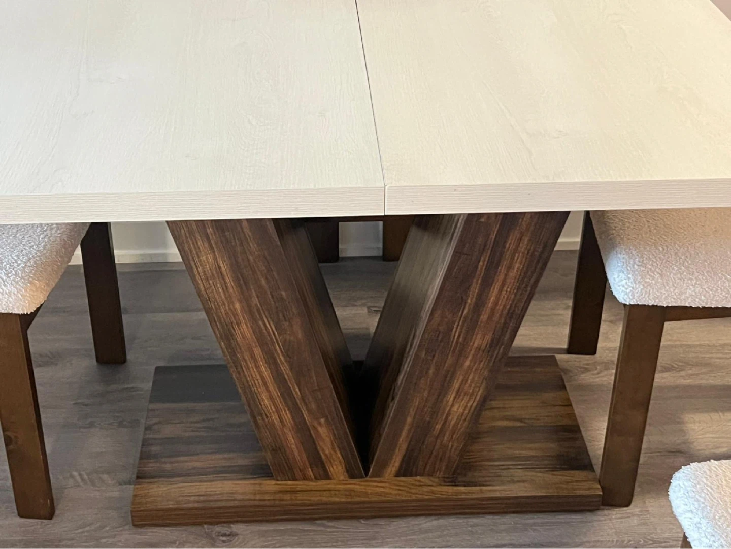 Modern Dining Table with Unique V-Base