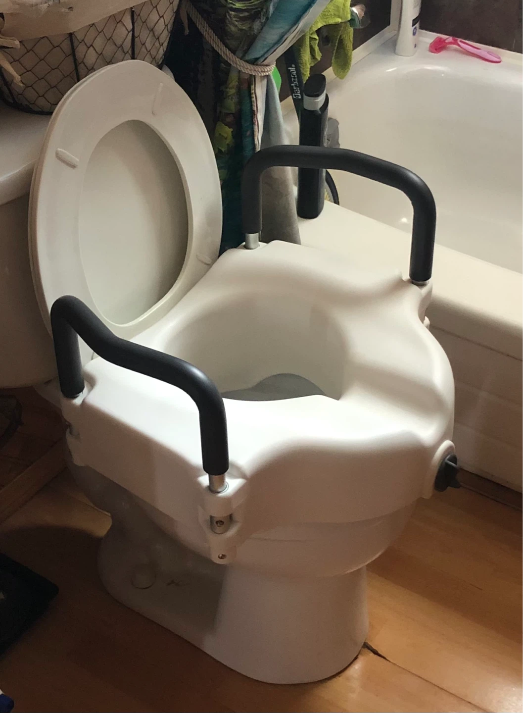 Toilet extension seat with handles