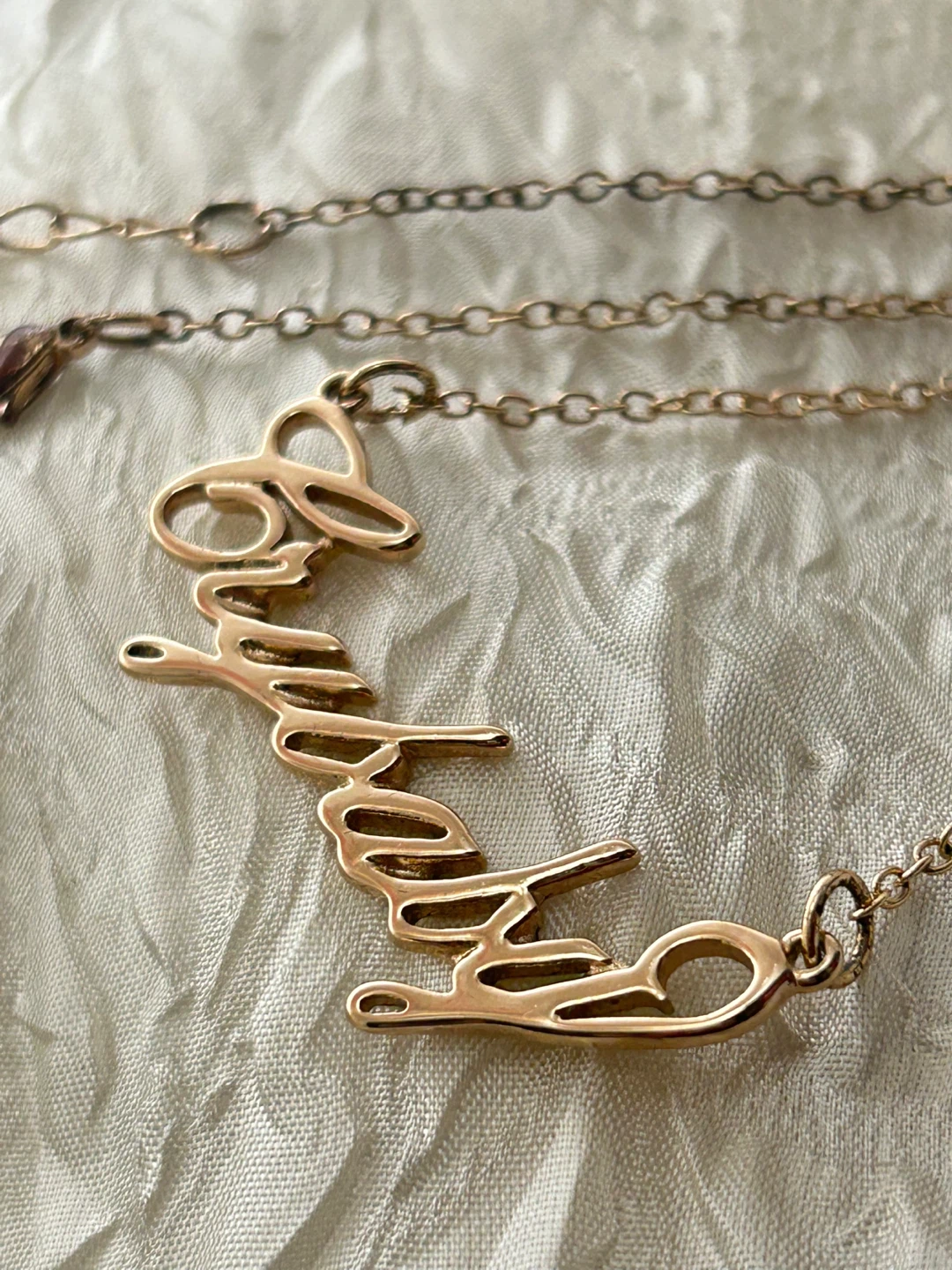 Melanie Martinez gold tone "Crybaby" script necklace - photo 2