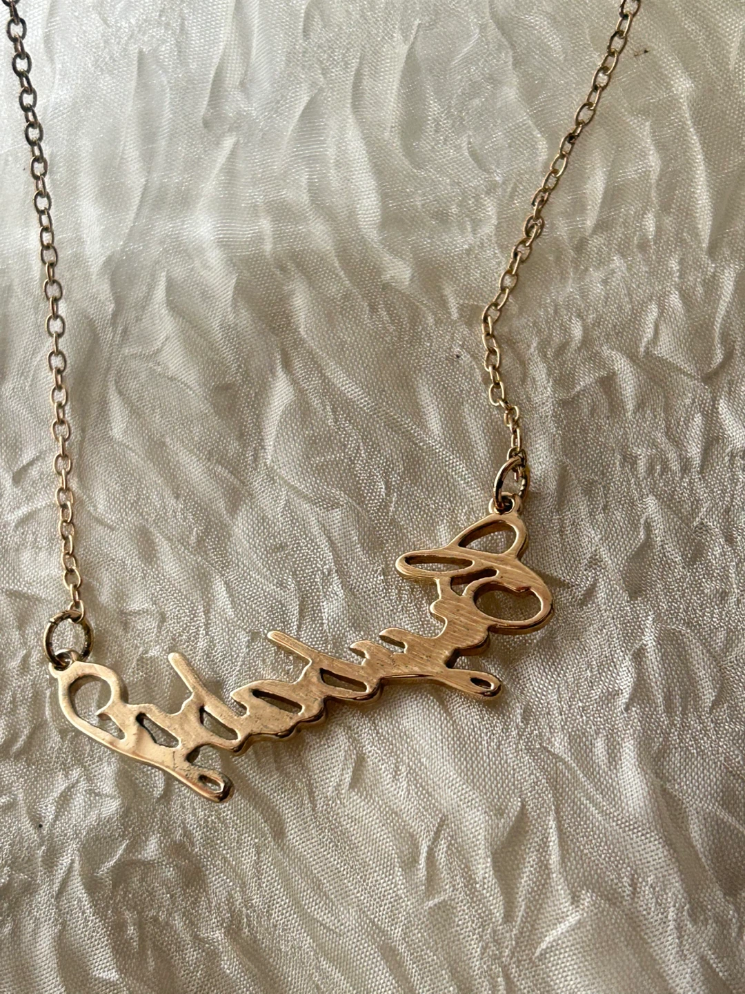 Melanie Martinez gold tone "Crybaby" script necklace - photo 4