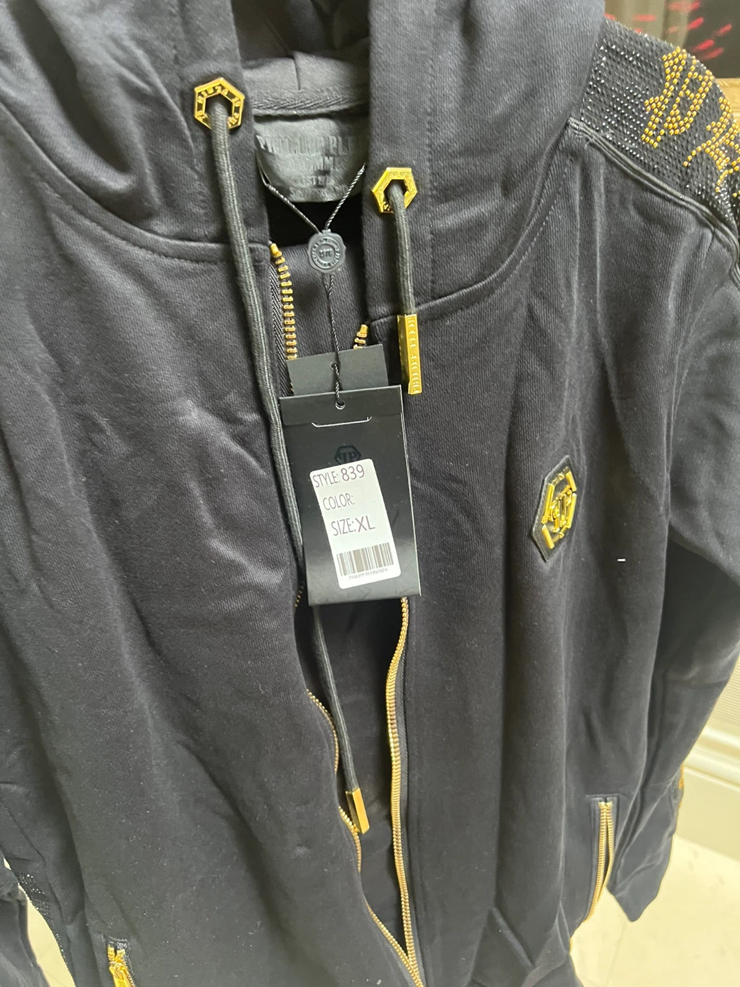 Philipp Plein Black Hoodie XL Gold Studded Embellishments - photo 2