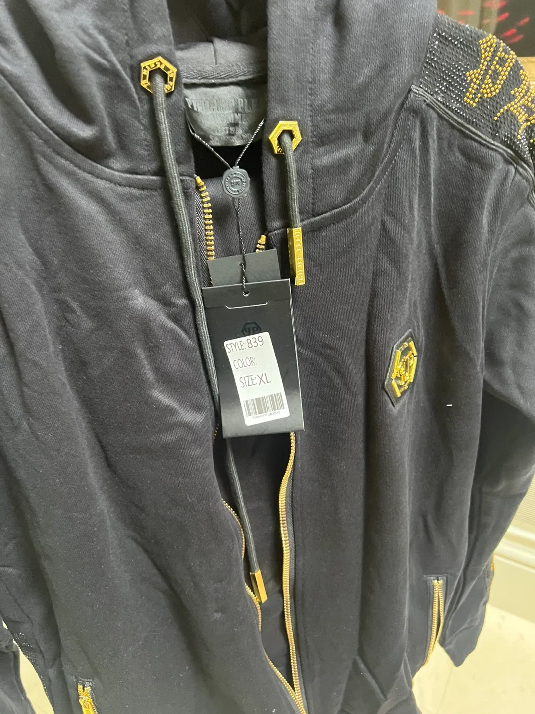Philipp Plein Black Hoodie XL Gold Studded Embellishments - photo 2