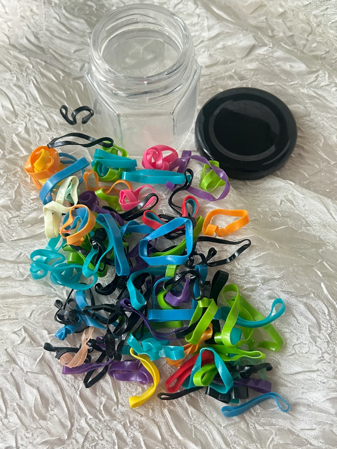 Assorted Mini Hair Ties Elastics in Jar