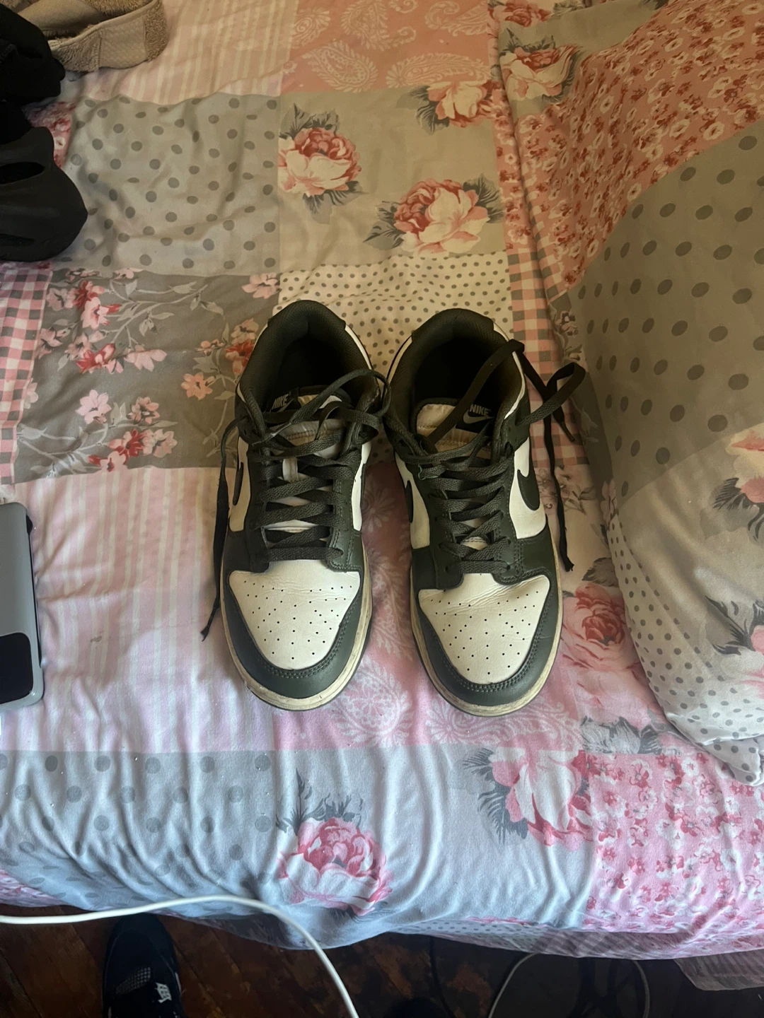 Nike Dunk Low (Size 9) White/Olive Sneakers
