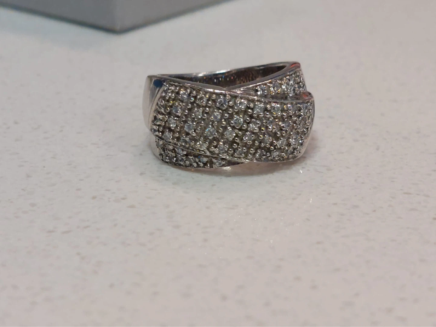 Sterling Silver Pave Crystal Ring Size 7 - photo 2