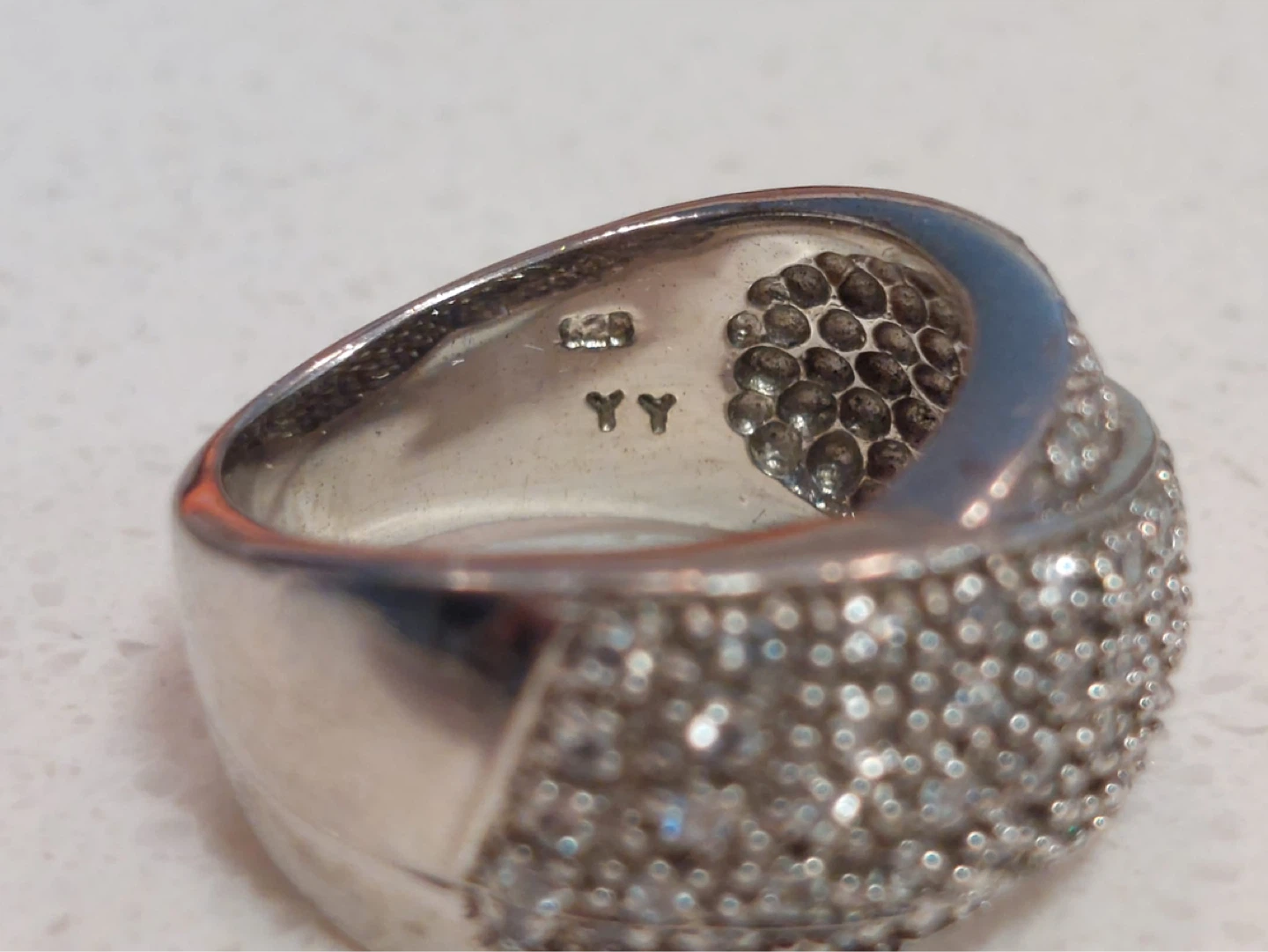 Sterling Silver Pave Crystal Ring Size 7 - photo 3