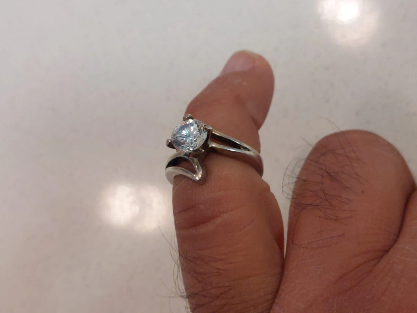 Sterling Silver Solitaire Ring with Cubic Zirconia - photo 2