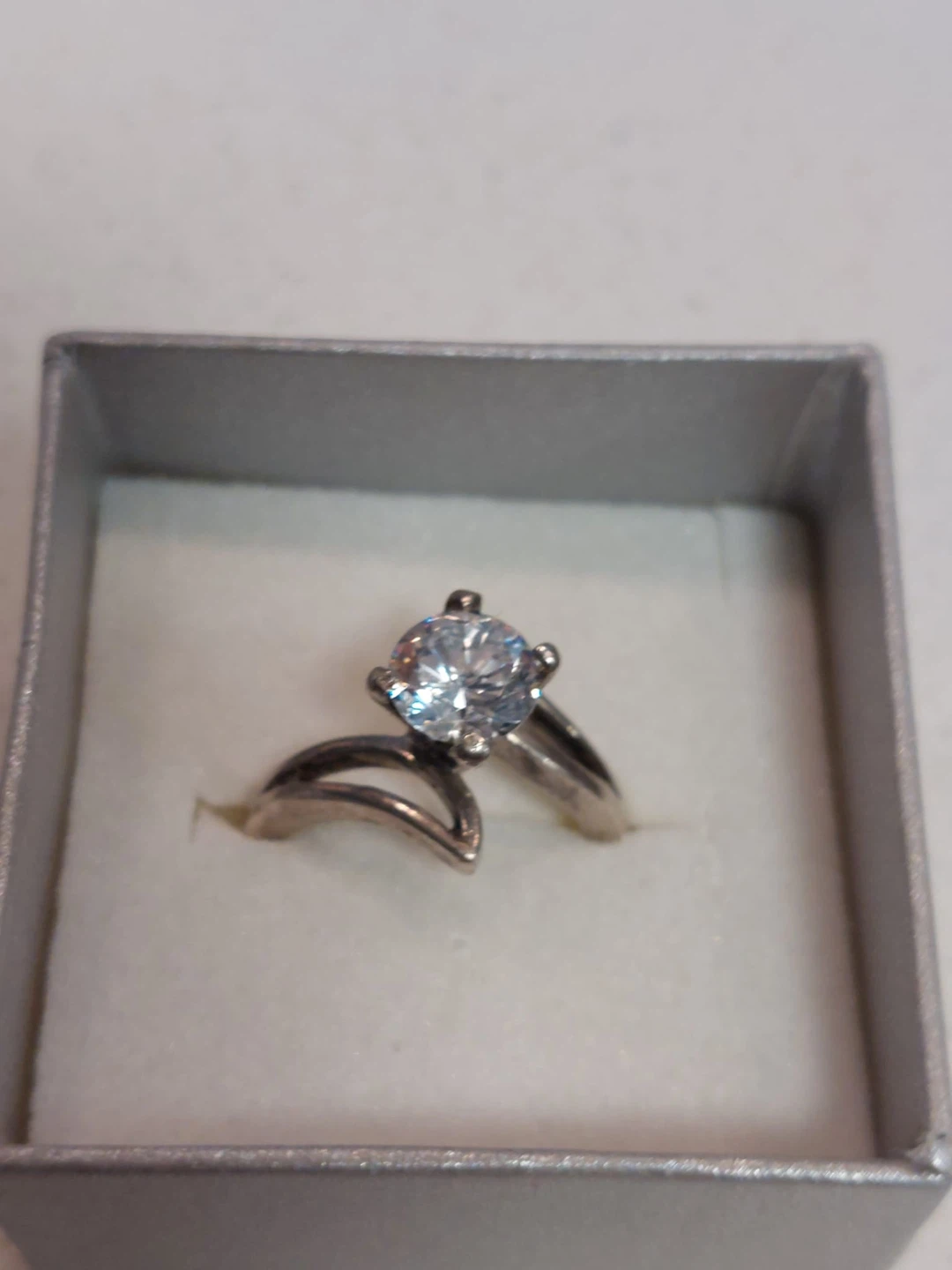 Sterling Silver Solitaire Ring with Cubic Zirconia
