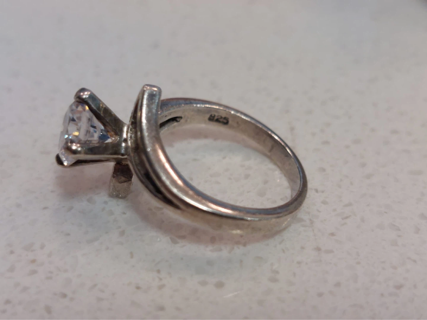 Sterling Silver Solitaire Ring with Cubic Zirconia - photo 3