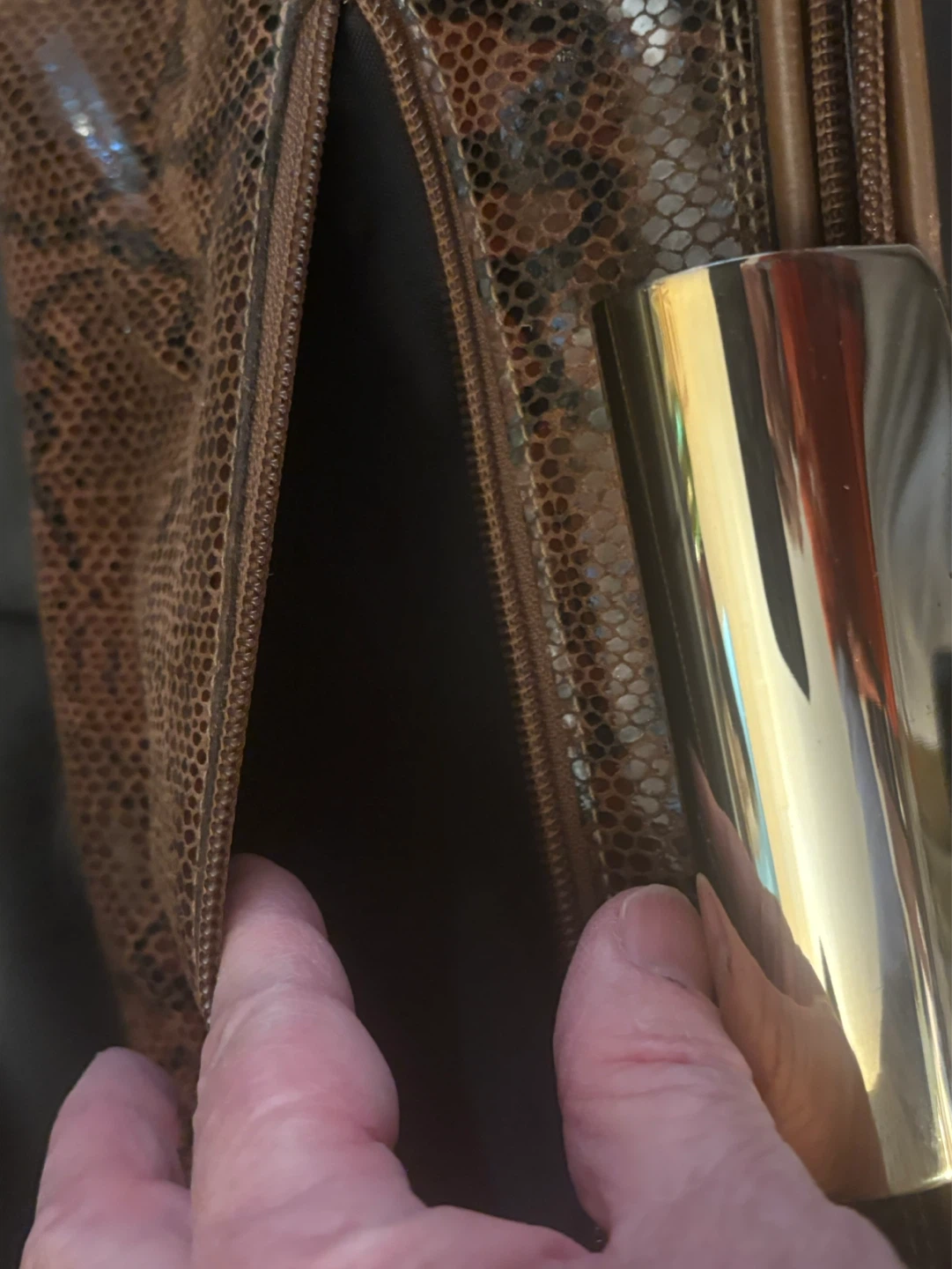 Due Fratelli Brown Snake Print Genuine Leather Shoulder Bag - photo 5