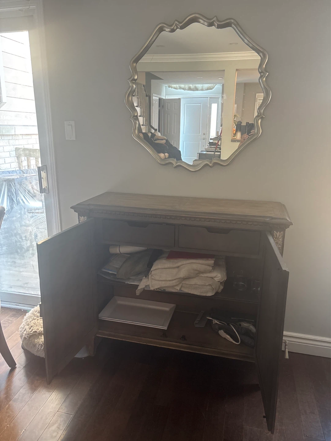 Vintage Wood Sideboard Cabinet with Mirror - photo 3