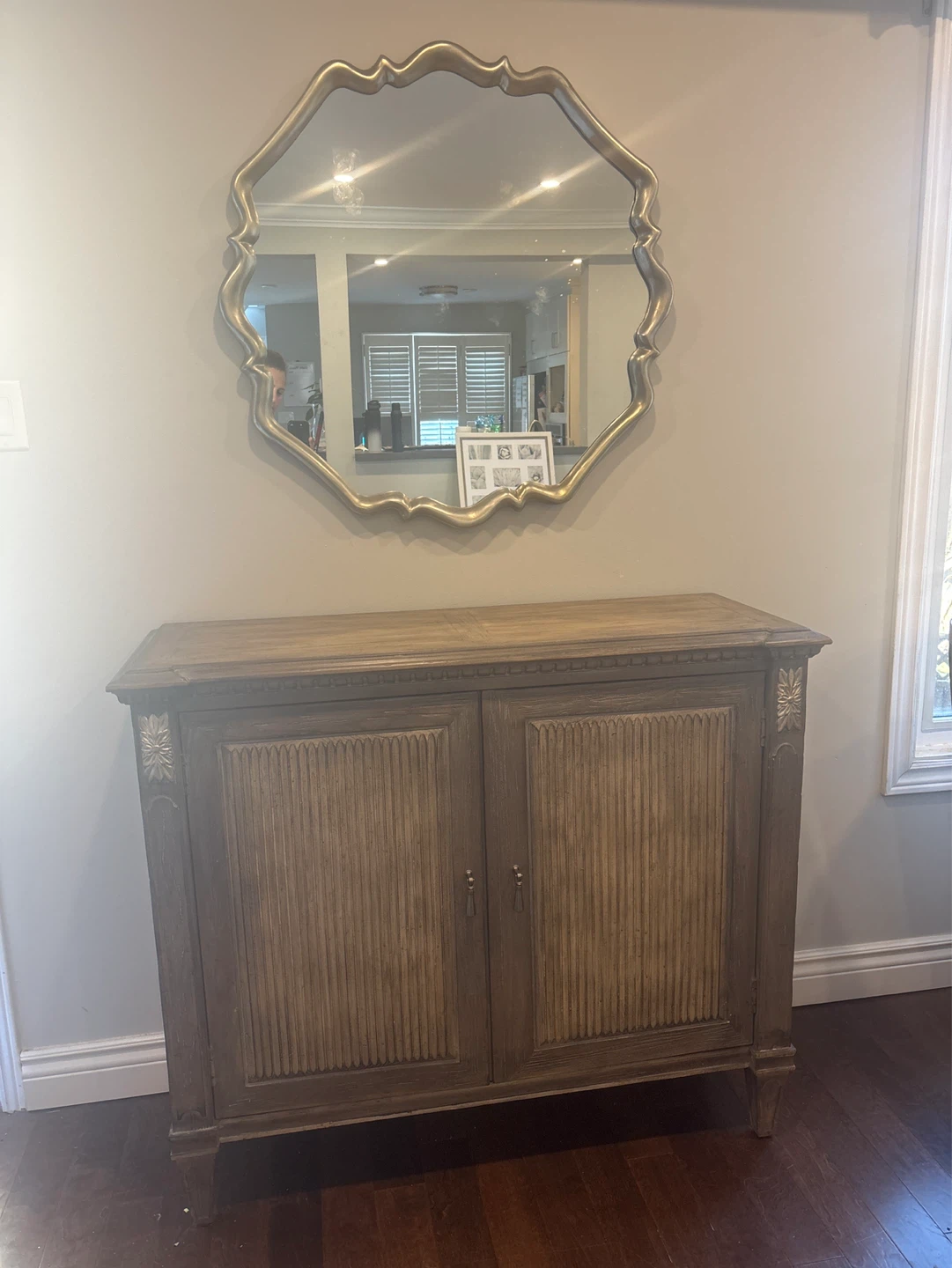 Vintage Wood Sideboard Cabinet with Mirror