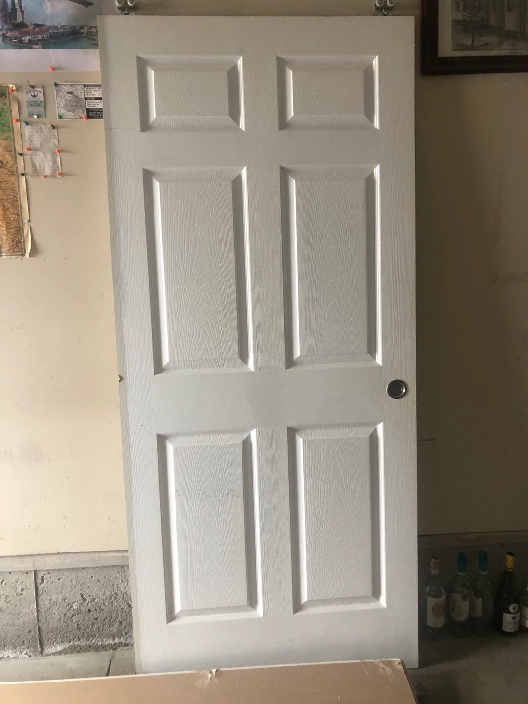 White 6-Panel Sliding Door with Hardware