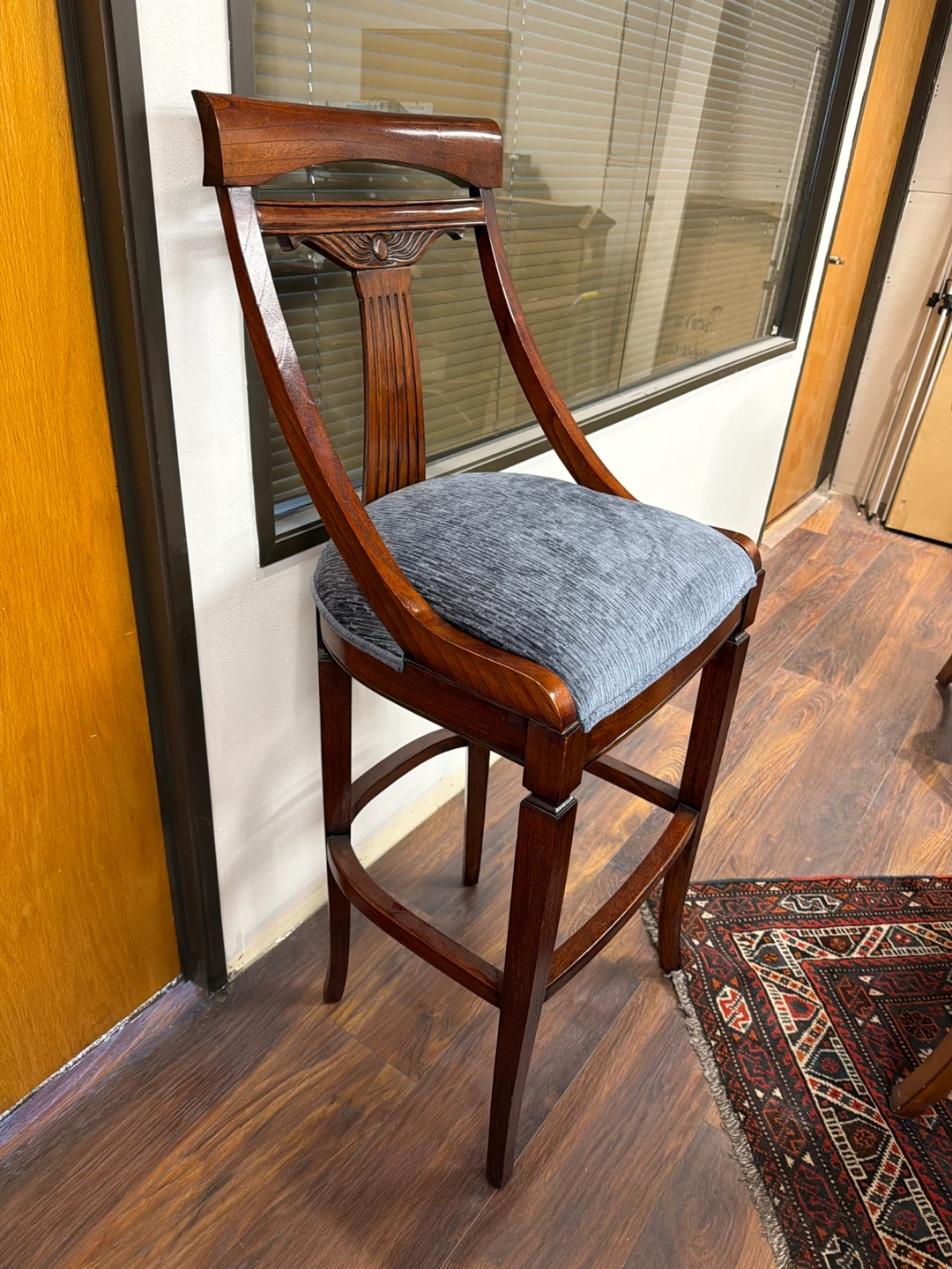 3 Wooden Bar Stools with Upholstered Seat