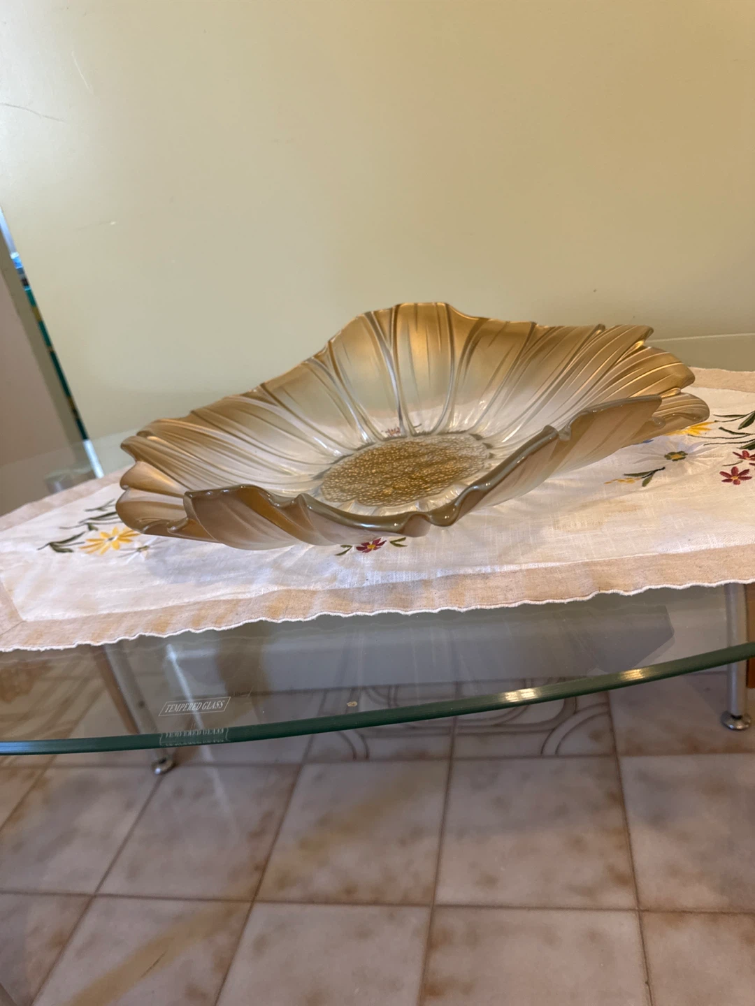 Decorative Glass Bowl - Gold Floral Design - photo 2