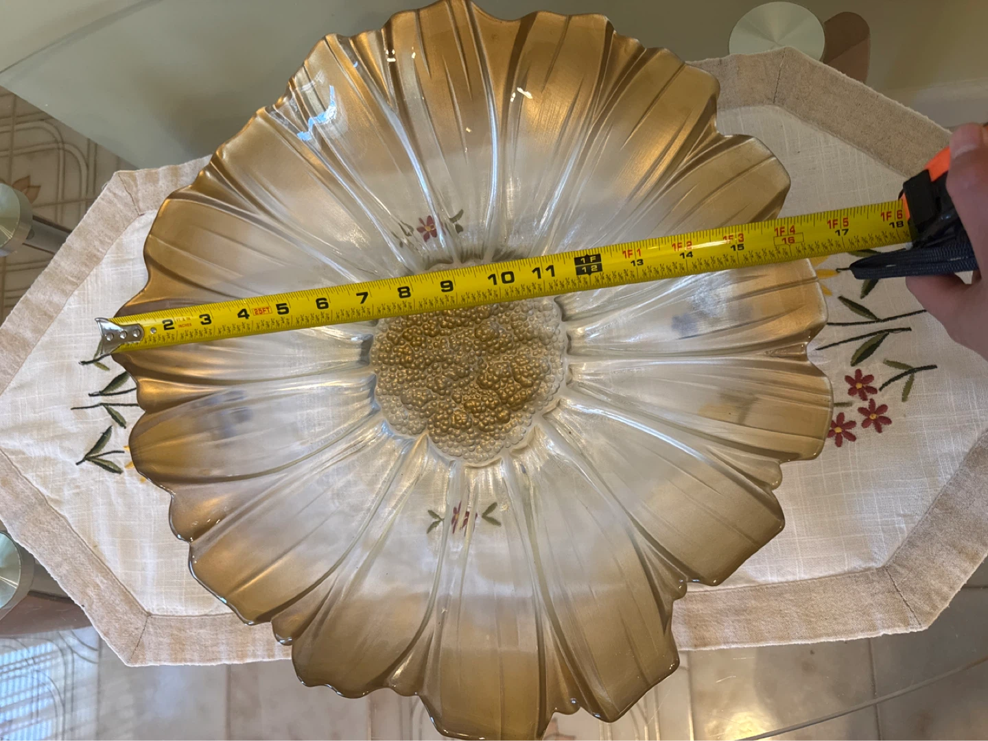 Decorative Glass Bowl - Gold Floral Design - photo 3