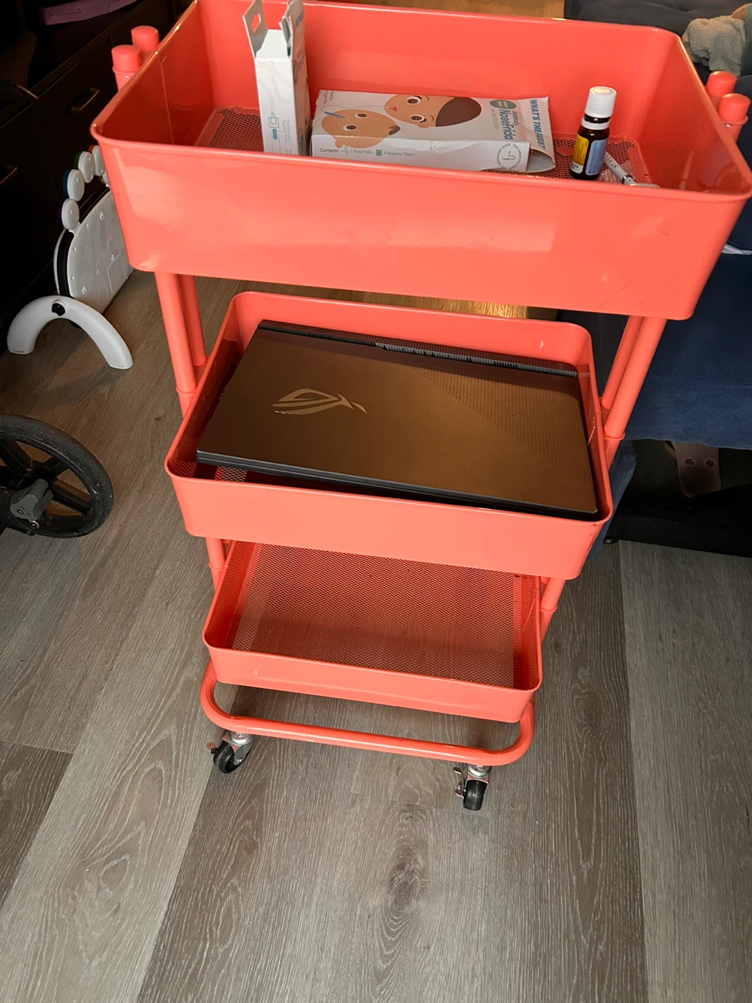 Salmon Pink 3-Tier Storage Cart - photo 2