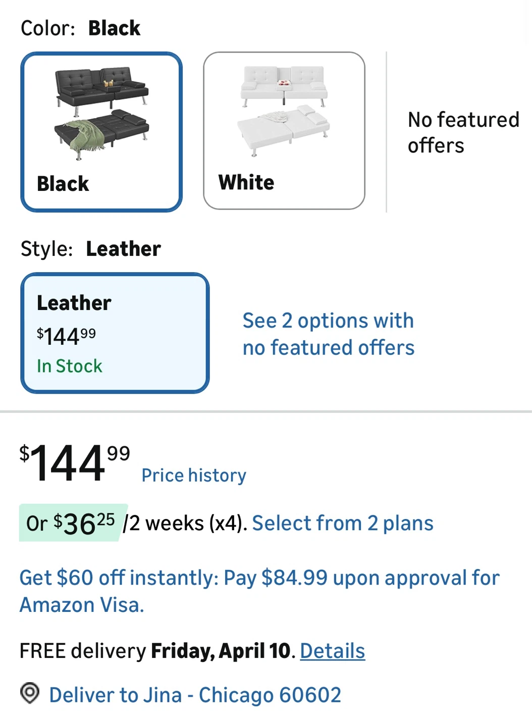 [Moving Sale] Flamaker Futon Sofa Bed (Black Leather) - photo 2
